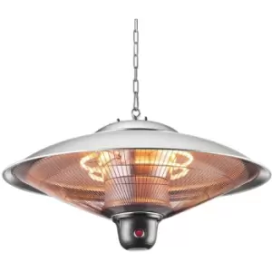 Image of Litecraft Patio Heater 2000 Watt Outdoor Ceiling Pendant Garden Fitting - Silver