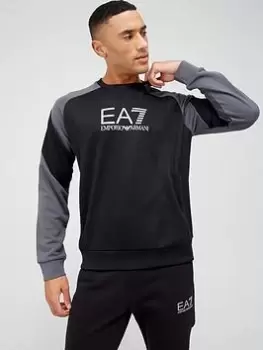 Image of EA7 Emporio Armani Colour Block Poly Sweatshirt, Black, Size 2XL, Men