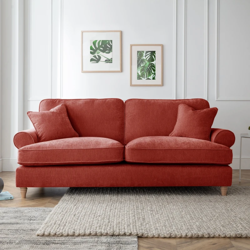 Image of The Great Sofa Company Ezra 3 Seater Sofa Manhattan Apricot in Terracotta Terracotta Unisex