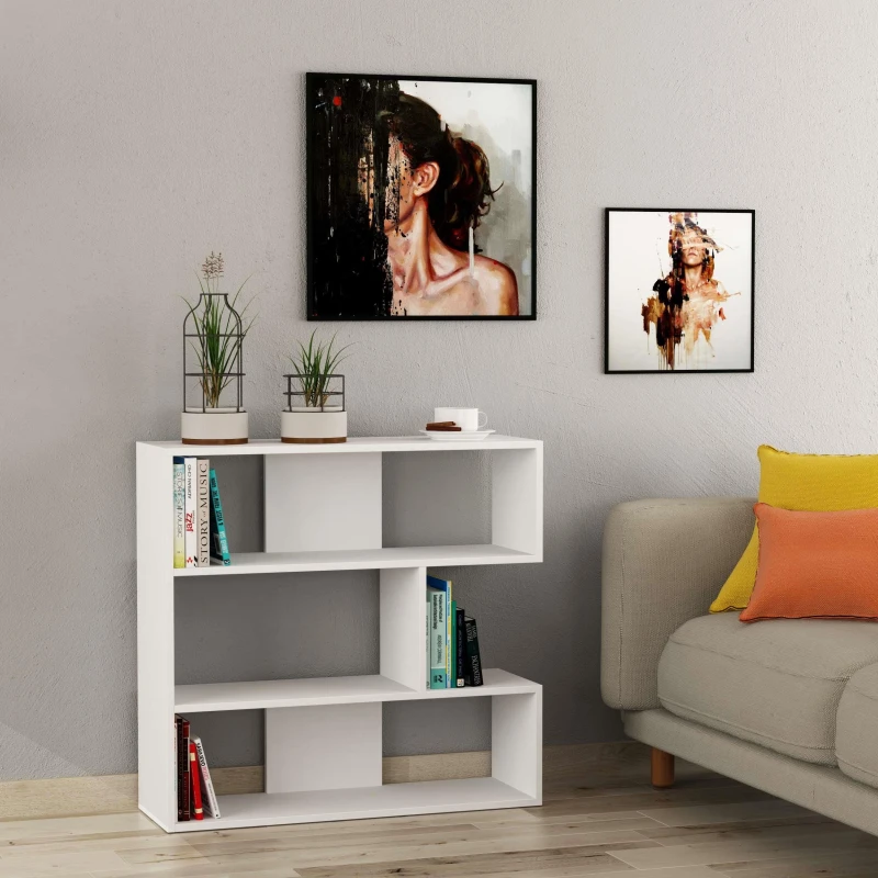 Image of DECORTIE Decortie - Molly Modern Bookcase Display Unit No. 1 Short 89cm - White - White M.KT.02.12713.2