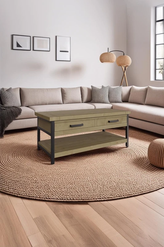 Image of FWStyle FWStyle 2 Drawer Solid Pine Storage Coffee Table in Brown Brown One Size Unisex 5056413124142