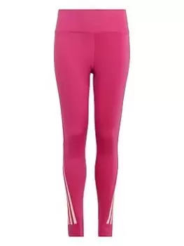 Image of adidas Training Aeroready 3-stripes High-rise 7/8 Optime Pocket Leggings, Pink, Size 9-10 Years