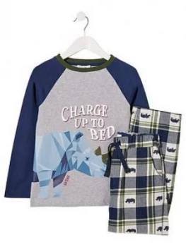 Image of Fatface Boys Rhino Jacquard Pyjama Set - Grey Marl