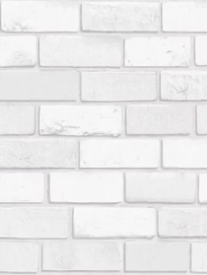 Image of Arthouse Diamond Brick White Wallpaper