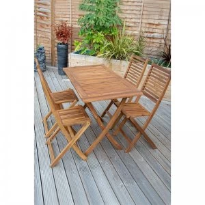 Image of Wooden Acacia 4 Seater Rectangular Table Dining Set