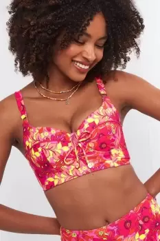 Image of Bright Floral Mix and Match Longline Cupped Bikini Top
