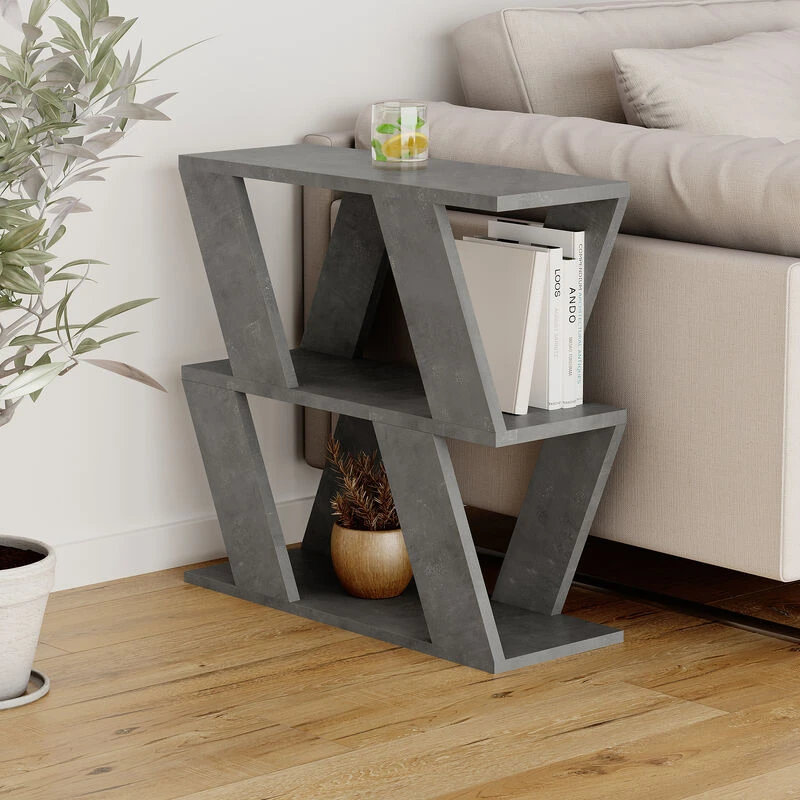 Image of DECORTIE Decortie - Lazena Modern Side End Coffee Table Retro Grey Multipurpose h 55.4cm 3 Tier - Retro Grey M.SH.14114.7
