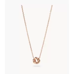 Image of Fossil Womens Flex Knot Rose Gold-Tone Steel Necklace - Rose Gold