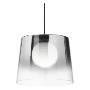 Image of Ideal Lux Lighting - Ideal Lux Fade Dome Pendant Ceiling Light Glass Chrome Shade
