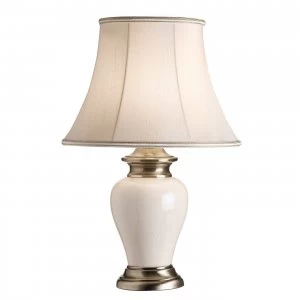 Image of Table Lamp Antique Brass, Cream Crackle Glaze, E14