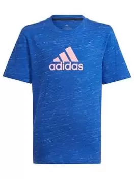 Image of adidas Future Icons Junior Unisex Badge Of Sport Short Sleeve T-Shirt - Bright Blue, Bright Blue, Size 9-10 Years, Women