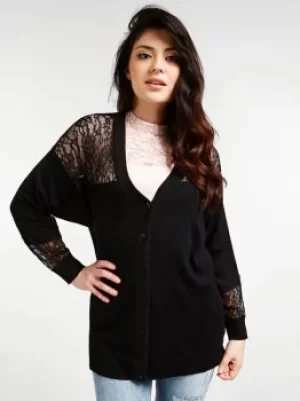 Image of Guess Lace Insert Viscose Blend Cardigan