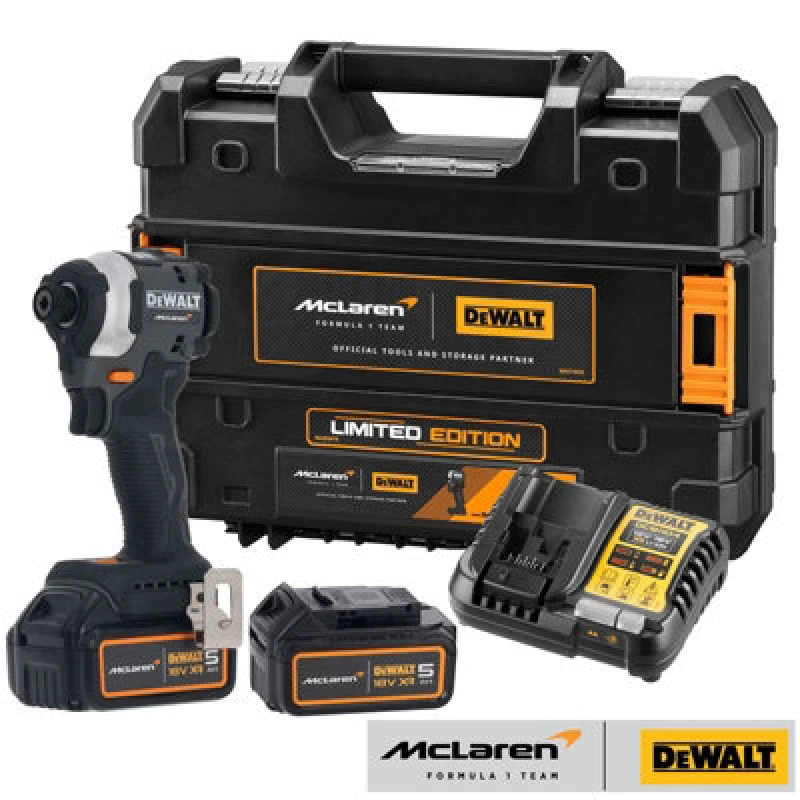 Image of DEWALT DCF85MP2T 18v XR Cordless McLaren F1 Brushless Impact Driver Batteries: 2 x 5ah Li-ion