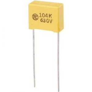 Image of MKS thin film capacitor Radial lead 0.1 uF 630 Vdc 5 15mm L x W x H 18 x 8.5 x 14.5mm