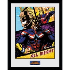 Image of My Hero Academia All Might Panels Framed Collector Print