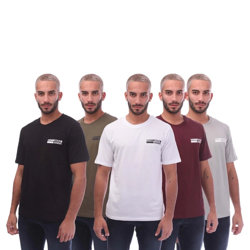 Image of Jack and Jones Speed 5 Pack T-Shirts - Multi Multi S