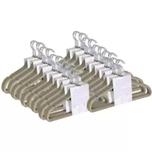 Image of Premium Range Velvet Touch Space Saving Non-Slip Hangers, Large Beige, Pack of 100 - JVL