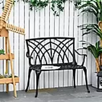 Image of OutSunny Cast Aluminium Garden Bench Black
