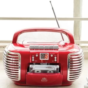 Image of GPO 3-in-1 Portable CD and Cassette Player Radio - Red