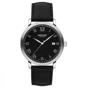 Image of Mont Blanc Tradition Mens Black Leather Strap Watch