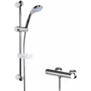 Image of Nuie - Binsey Round Thermostatic Bar Shower Valve with Classic Multi Function Slider Rail Kit - Chrome