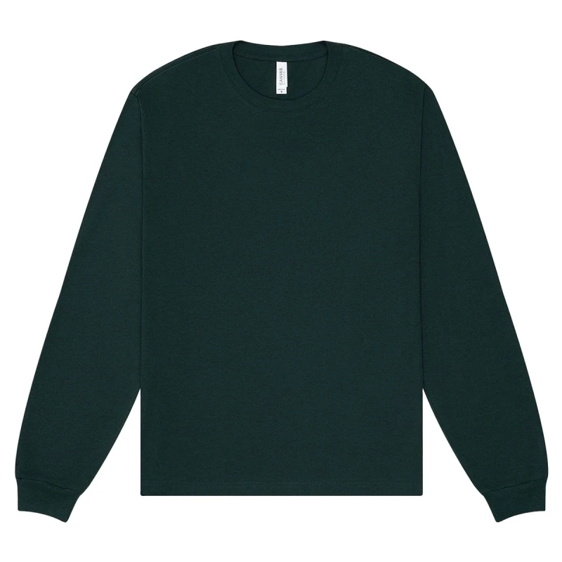Image of Bella + Canvas Mens Heavyweight Boxy Long-Sleeved T-Shirt in Green Size: XS Green Male XS