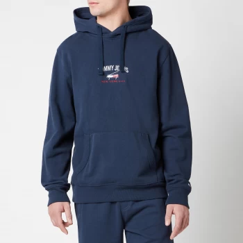 Image of Tommy Jeans Mens Timeless Logo Hoodie - Twilight Navy - L