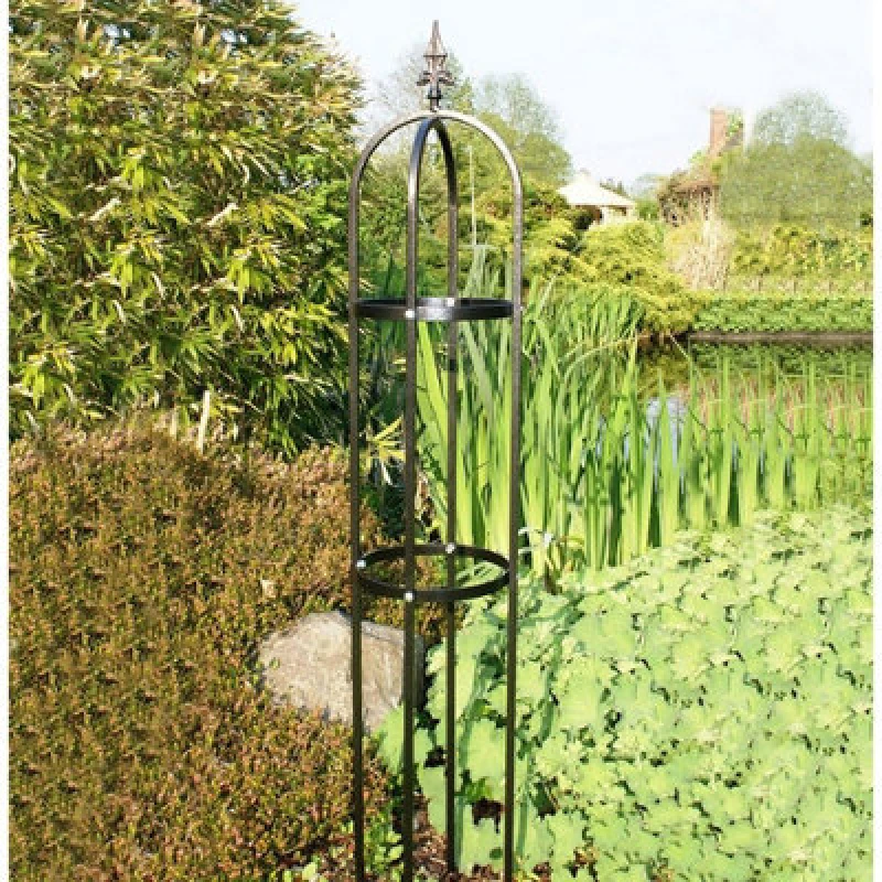 Image of Poppy Forge Mini Tower, Garden Obelisk, Plant Support - Solid Steel - L25 X W22.9 X H139.7cm - Black