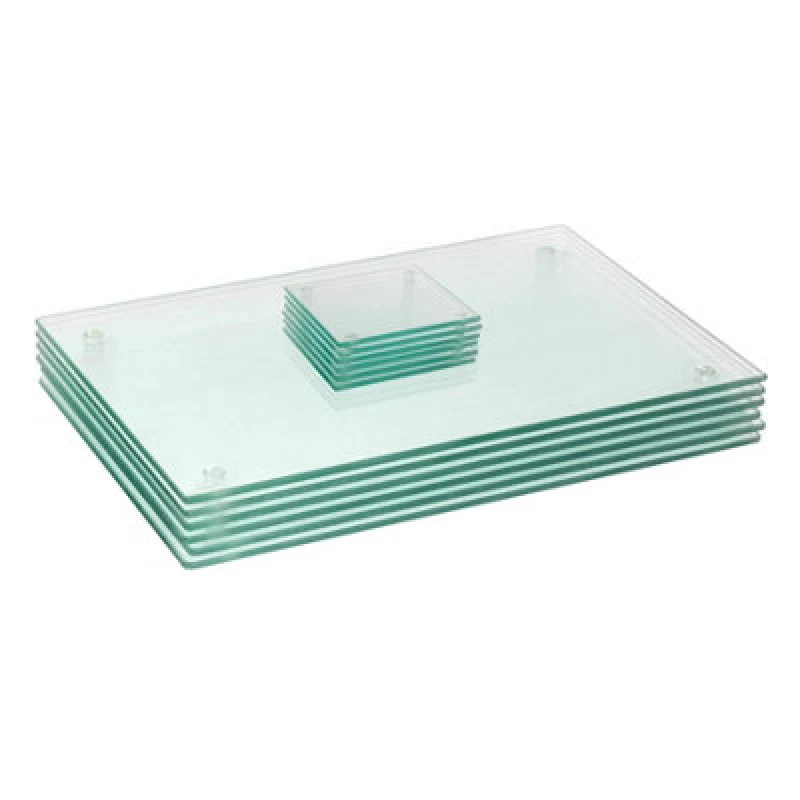 Image of Harbour Housewares 12Pc Glass Placemats & Coasters Set - 40 X 30Cm Clear Dining Table Protection Place Mats Cup Drink Coasters