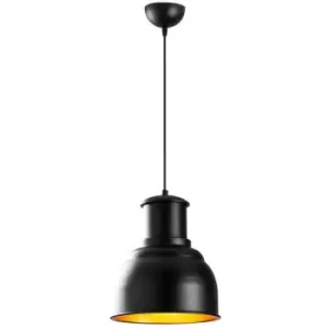 Image of Cristal Model 28 Deco Black Dome Pendant Lamp Golden Interior