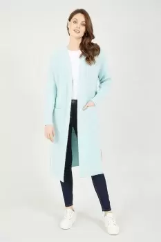 Image of Blue Soft Touch Knitted Maxi Cardi
