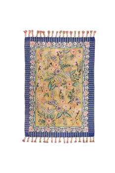 Image of Rosa Floral Cotton Tasselled Rug