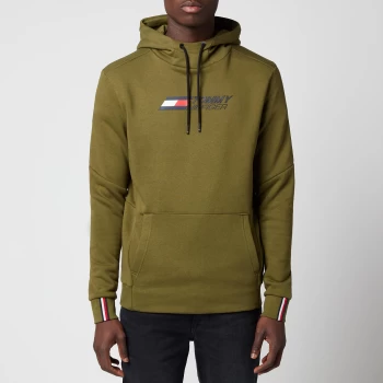 Image of Tommy Sport Mens Logo Fleece Hoodie - Putting Green - M