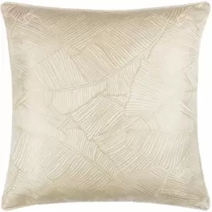 Image of Wylder - Seymour Golden Thread Embroidered Piped Edge Cushion Cover, Ivory, 50 x 50 Cm