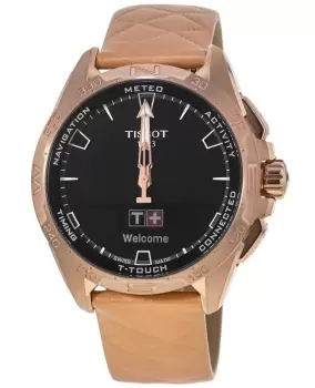 Image of Tissot T-Touch Connect Solar Black Dial Leather Strap Mens Watch T121.420.46.051.00 T121.420.46.051.00