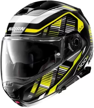 Image of Nolan N100-5 Plus Starboard N-Com Helmet, black-white-yellow Size M black-white-yellow, Size M