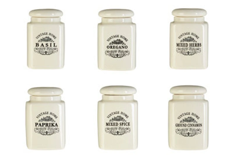 Image of Premier Housewares Set of 6 Vintage Home Jars Cream