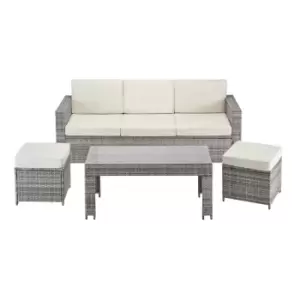 Image of Garden Gear Riviera 5 Seat Rattan Sofa Set with Cover - Light Grey