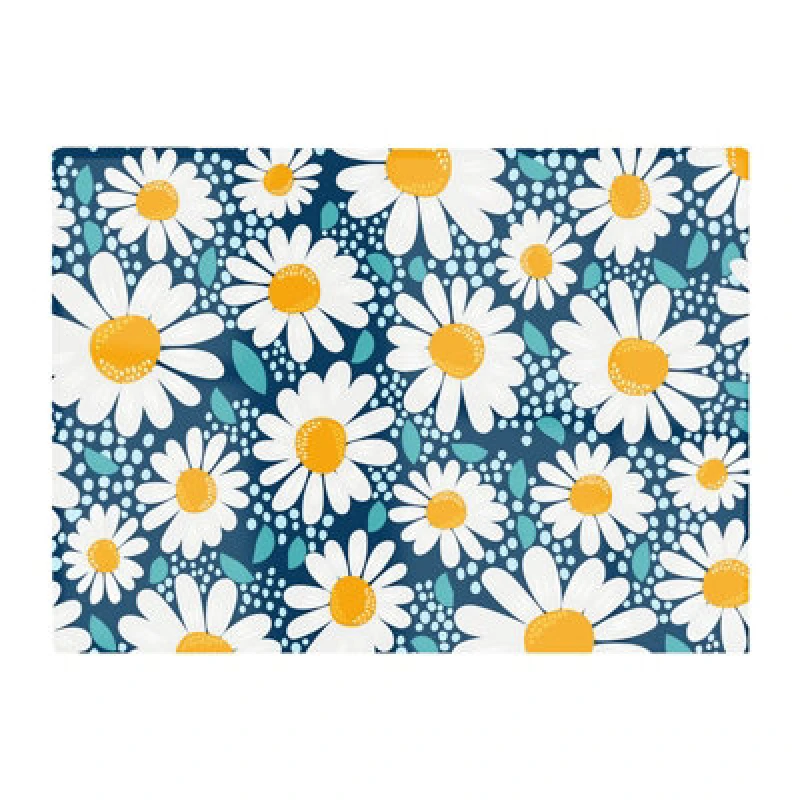 Image of Warren Reed Designer Camomile Flowers Glass Chopping Board