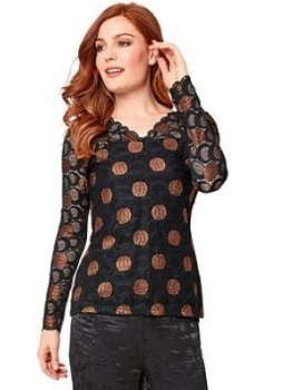 Image of Joe Browns Sparkle Lace Top, Black, Size 18, Women