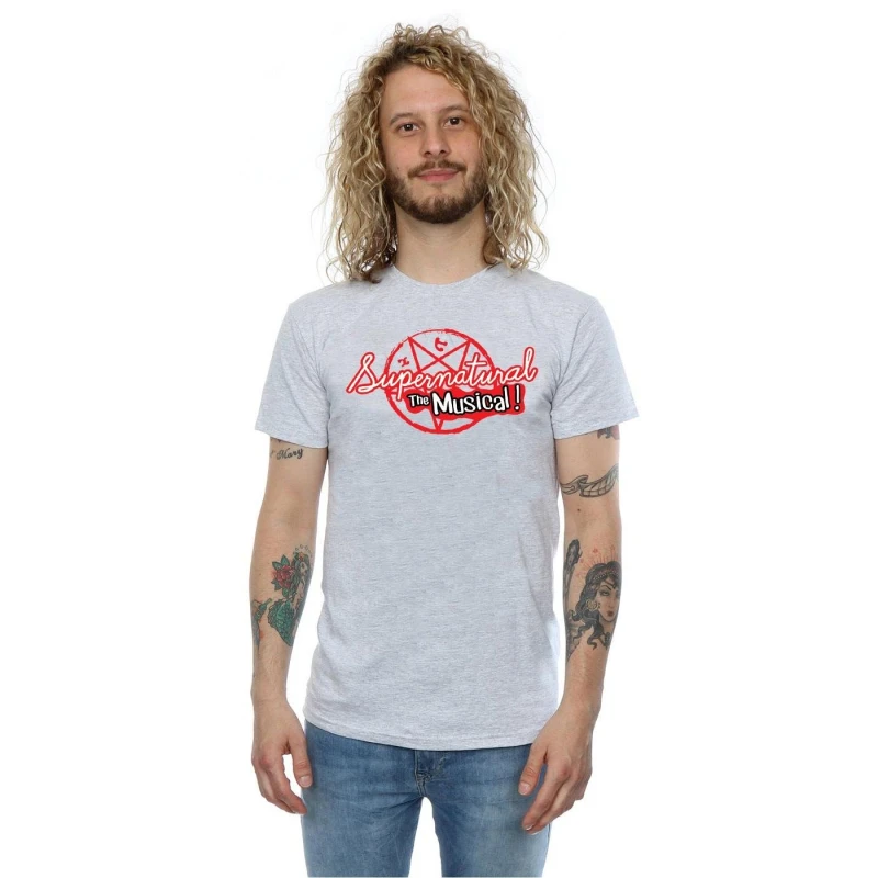 Image of Supernatural Supernatural Men The Musical T-Shirt in Grey Size: Small Grey S Male 5057245695367