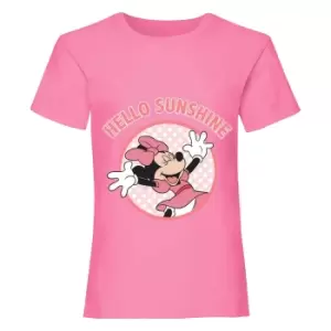 Image of Disney Girls Hello Sunshine Minnie Mouse T-Shirt (3-4 Years) (Pink)