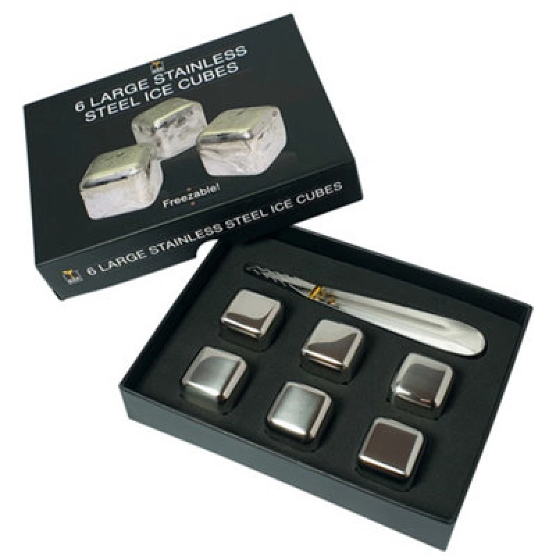 Image of Original Products Bar Originale Rocks of Steel Ice Cubes Pack of 6 Silver unisex