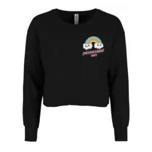 Image of Grindstore Womens/Ladies Depressed AF Crop Sweatshirt (S) (Black)
