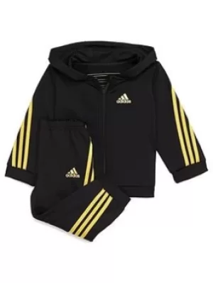 Image of Boys, adidas Infant Future Icons Shiny Tracksuit, Black/Gold, Size 18-24 Months