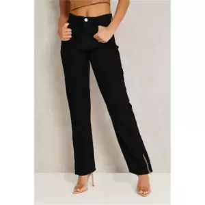 Image of I Saw It First Black Zip Hem Straight Leg Jeans - Black