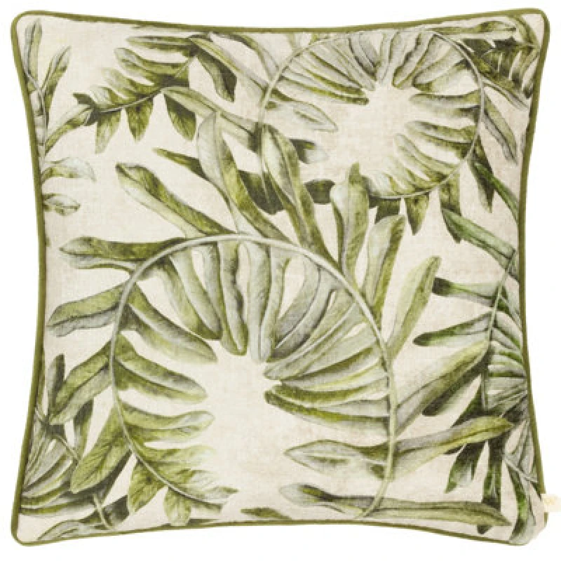 Image of Kielder Forest Sherwood Printed Velvet Cushion Cream / 43 x 43cm / Polyester Filled
