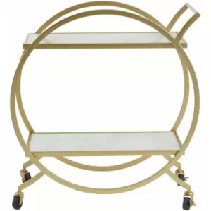 Image of Avantis White Marble and Gold 2 Tier Trolley - Premier Housewares
