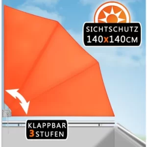 Image of Balcony Side Awning Sunshade Foldable Canopy Outdoor Terrace Screen Collapsible Orange