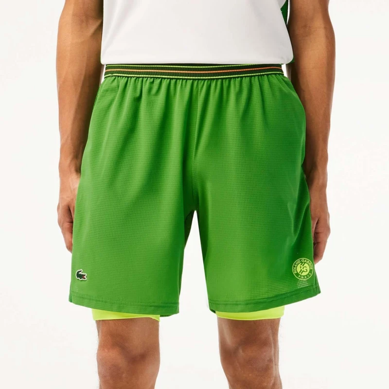 Image of Lacoste Roland Garros Edition Lined Shorts - Green Green XS